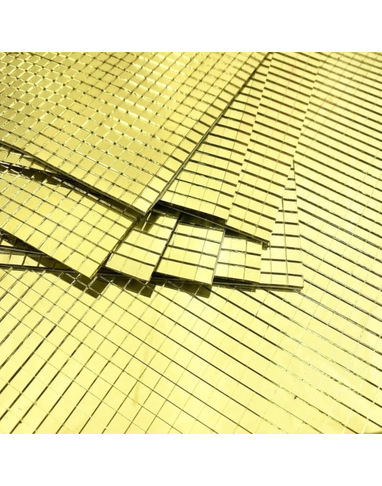 ®  Kare Gold Cam Mozaik Fayans Çıkartmaları El İşi Kare Cam Fayans Kendinden Yapışkanlı Aynalı Dekor Panel 30x30 Cm