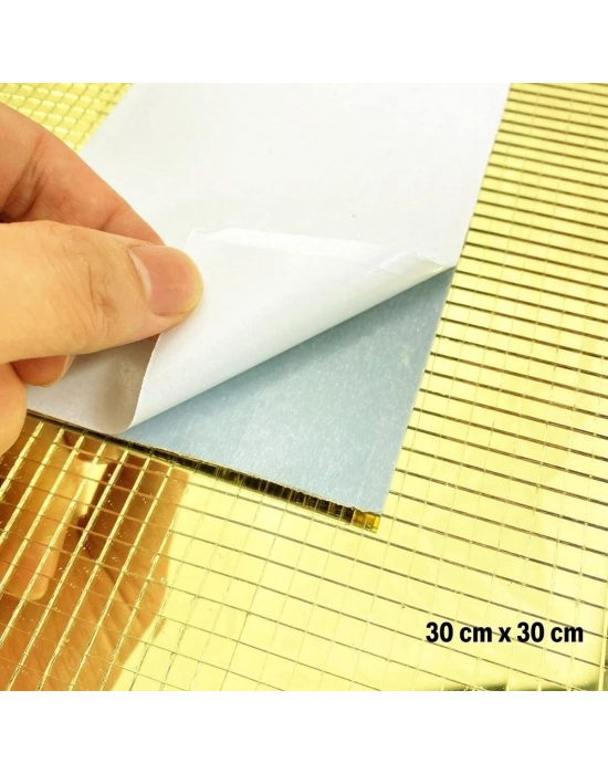®  Kare Gold Cam Mozaik Fayans Çıkartmaları El İşi Kare Cam Fayans Kendinden Yapışkanlı Aynalı Dekor Panel 30x30 Cm