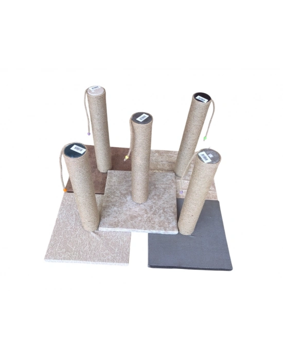 Kare Tabanlı Doğal Jut Kedi Tırmalama Tahtası 40 cm Karışık