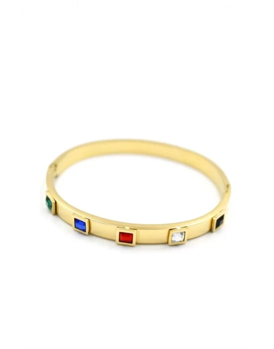 Kare Taşlı Bilezik - Altın