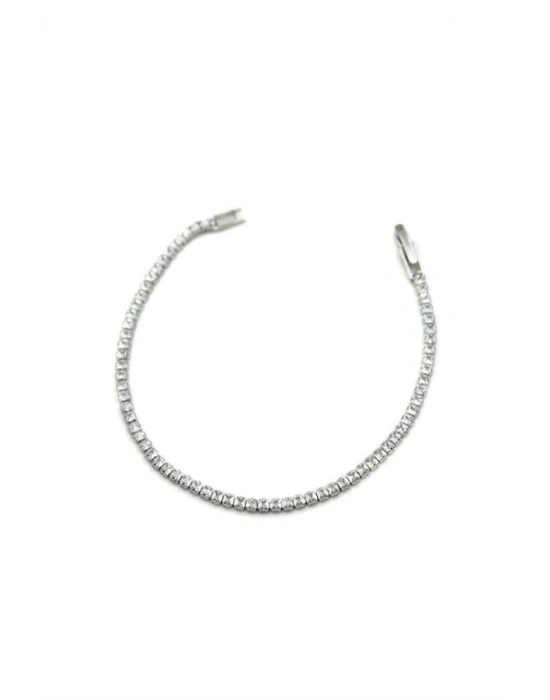 Kare Taşlı Su yolu Bileklik - Gümüş