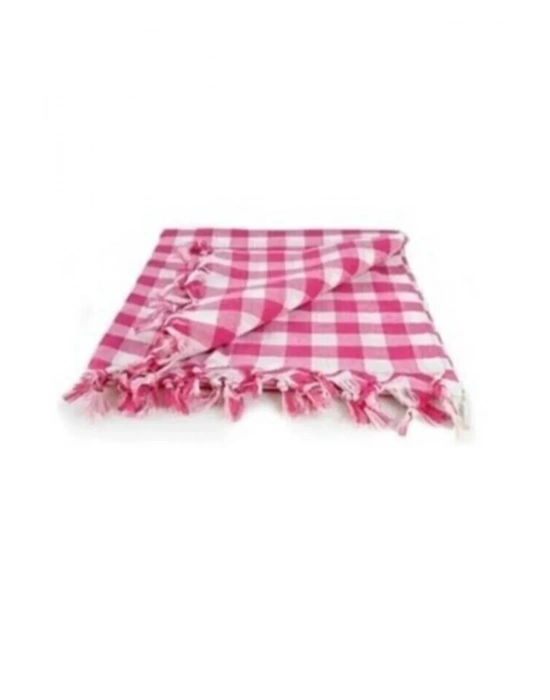 Kareli Saçaklı Kırmızı Masa/piknik/sofra Örtüsü 165x170 Cm