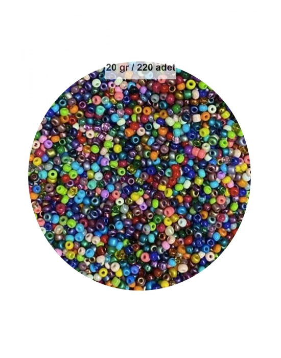 Karışık Renk 4 mm Yaklaşık 220 adet/20 gram Cam Boncuk Oya Yazma Bileklik ve Kolye