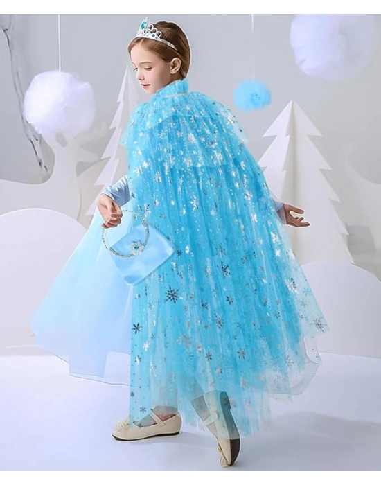 Karlar Ülkesi Elsa Frozen Mavi Pelerin – 80 cm Çocuk Pelerini