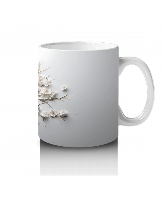 Karlı Dallar Arasında Geyik Silueti – Baskılı Kahve Kupası