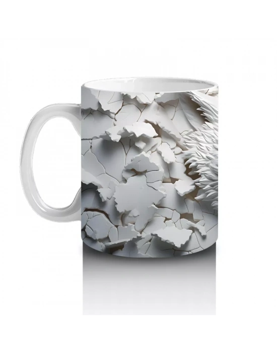 Karlı Duvarda Gözleri Parlayan Gri Kurt – Baskılı Kahve Kupası