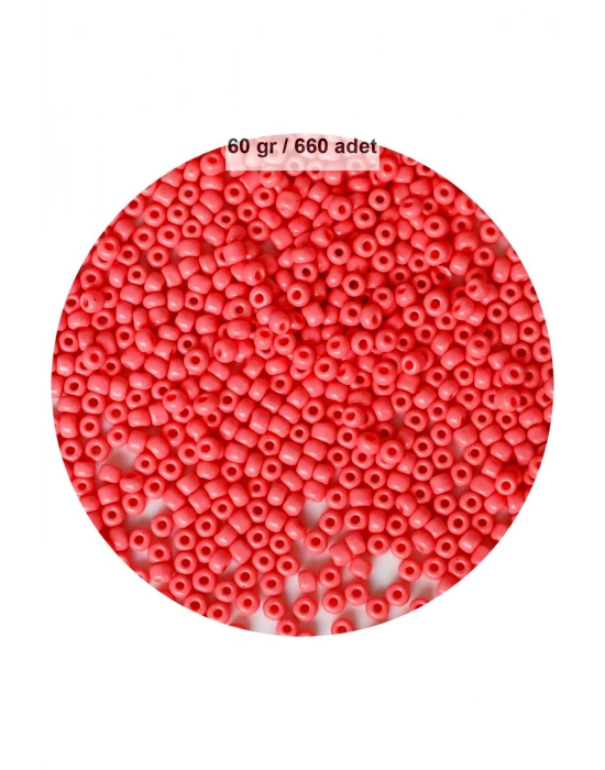 Karpuz Pembesi Renk 4 mm Yaklaşık 660 adet / 60 gram Cam Boncuk Oya Yazma Bileklik ve Kolye