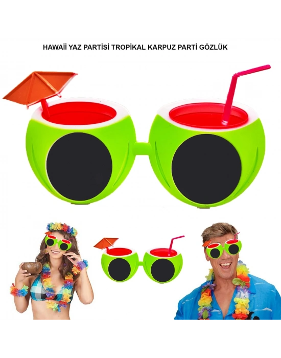 Karpuz Şekilli Tropikal Hawaii Yaza Merhaba Parti Gözlüğü