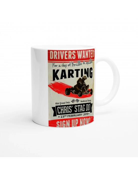Karting Gününe Çağrı Retro Afiş Temalı Kupa Bardak