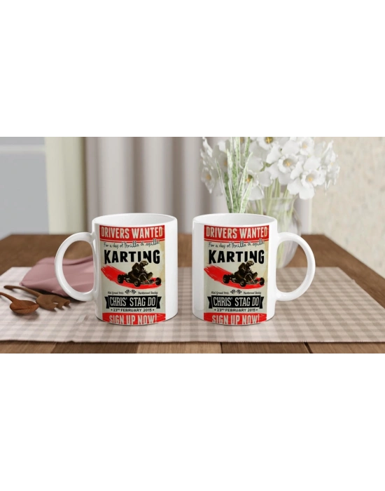 Karting Gününe Çağrı Retro Afiş Temalı Kupa Bardak