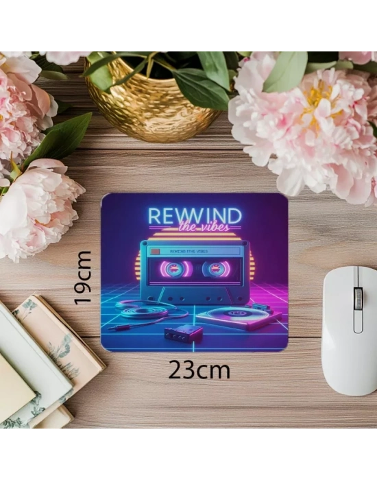Kaset Çalar & Neon Işıklar - 19x23 cm 2 mm Dikdörtgen İthal Baskılı Mouse Pad
