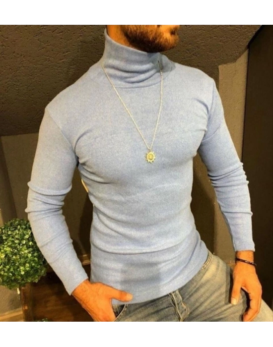 Kaşkorse Boğazlı Full Likralı Fitilli Body Kazak - Gri -