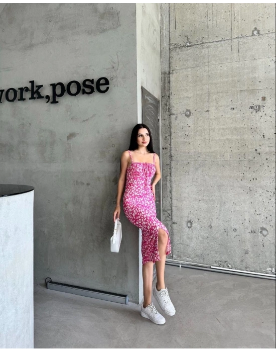 Kaşkorse Desenli askılı elbise