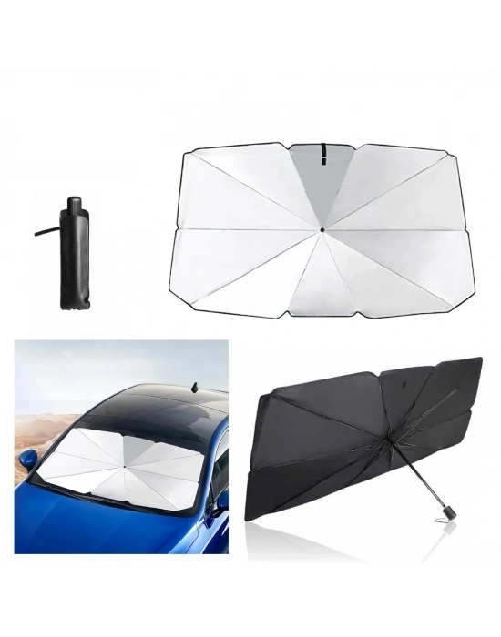 Katlanabilir Araç Ön Camı Güneş Koruyucu Gölge Şemsiye Araba Şemsiyesi (130x75 Cm)