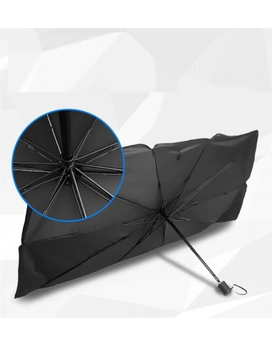 Katlanabilir Araç Ön Camı Güneş Koruyucu Gölge Şemsiye Araba Şemsiyesi (130x75 Cm)