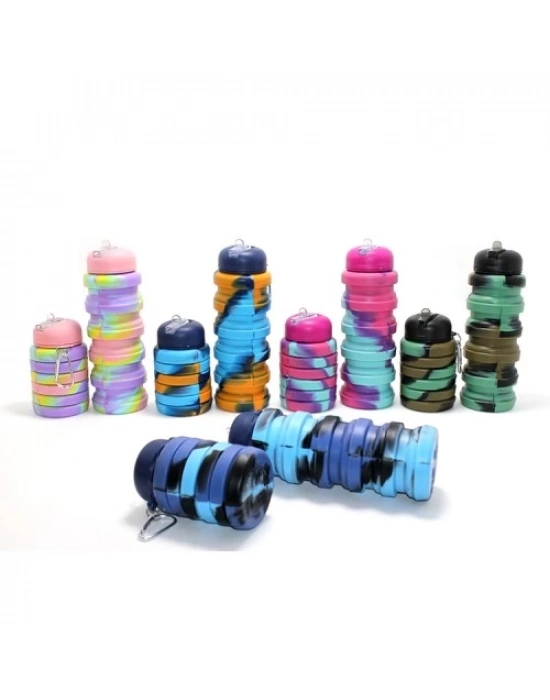 Katlanabilir Portatif Silikon Su Şişesi 500 Ml Model 1