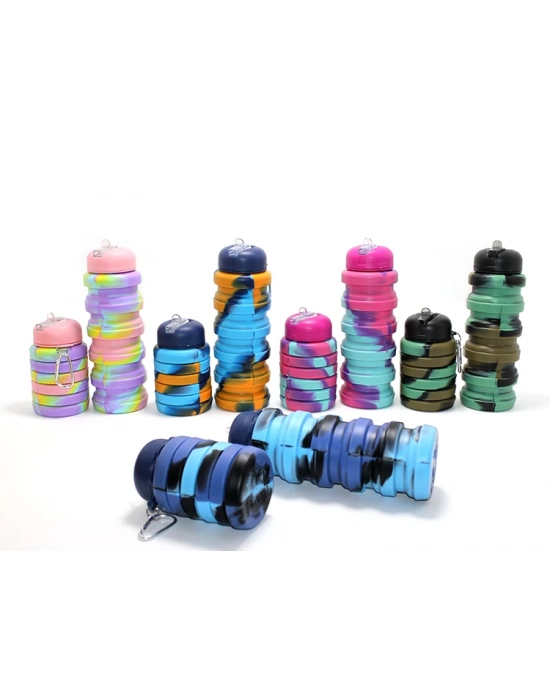 Katlanabilir Portatif Silikon Su Şişesi 500 Ml Model 1