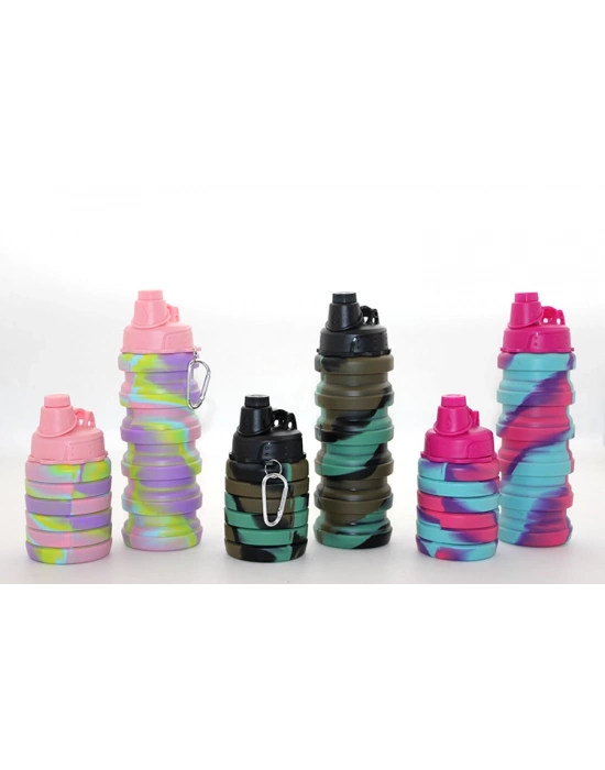 Katlanabilir Portatif Silikon Su Şişesi 500 Ml Model 2