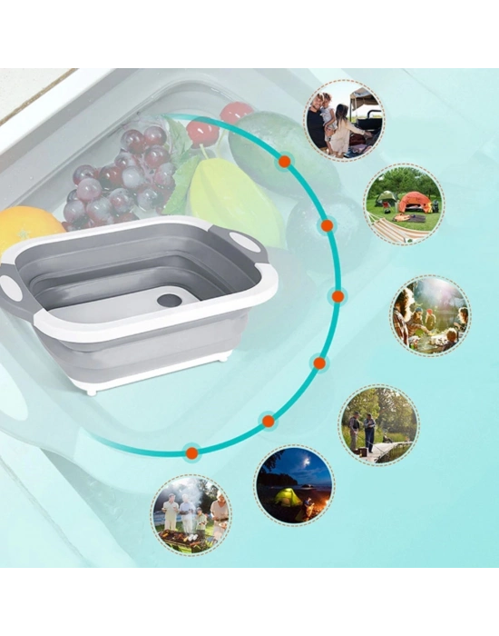 ® Katlanabilir Süzgeçli Kesme Tahtası ve Badya