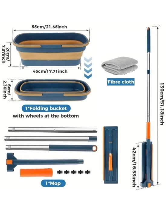Katlanabilir Temizlik Mopu ve Tekerlekli Kova Seti