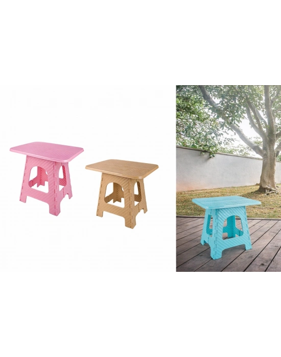 Katlanır Rattan Sehpa Dayanıklı Plastik Balkon Bahçe Kamp Sehpası