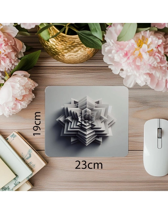 Katmanlı Elmas Desenli Çiçek Mousepad - 19x23 cm 2 mm Dikdörtgen İthal Baskılı Mouse Pad