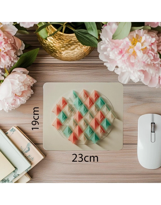 Katmanlı Geometrik Üçgen Tasarımlı Mouse Pad - 19x23 cm 2 mm Dikdörtgen İthal Baskılı Mouse Pad