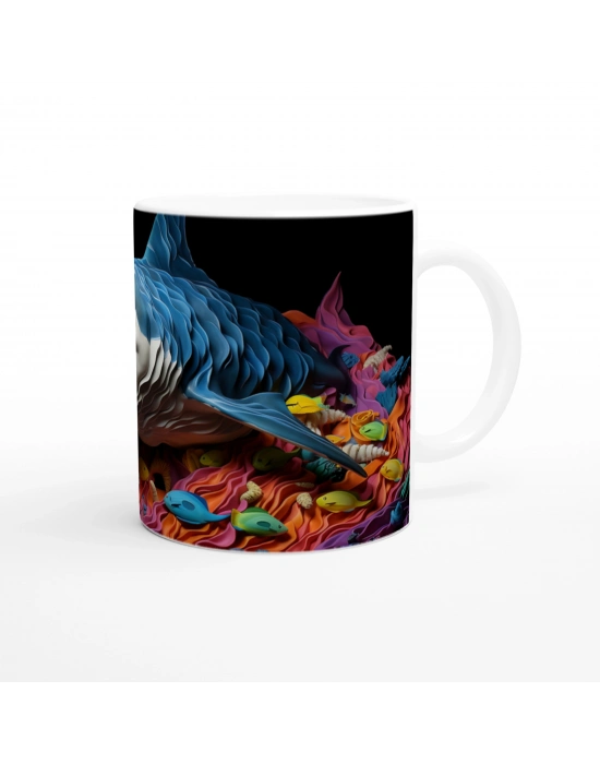 Katmanlı Gövdeli Köpekbalığı ve Deniz Yatağı Su Altı Temalı Kupa Bardak