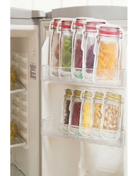 Kavanoz Görünümlü Kilitli Saklama Poşeti 620 Ml (1 Adet )
