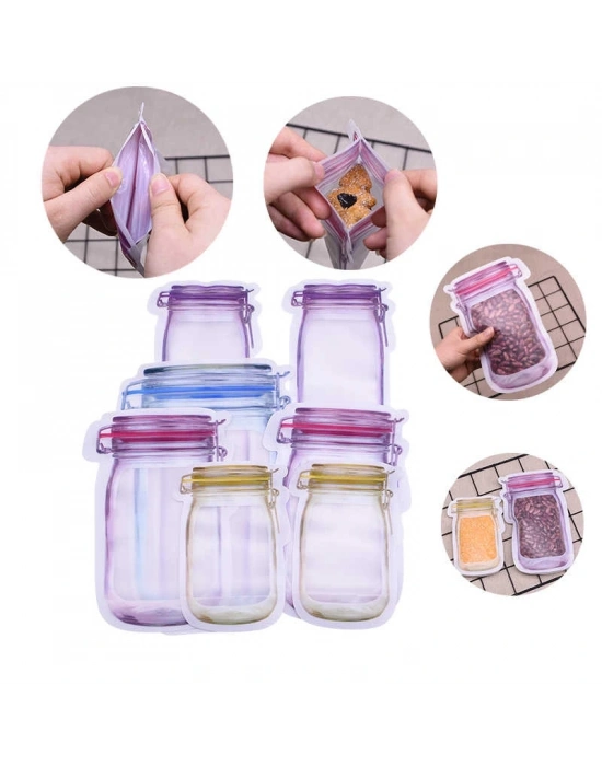 Kavanoz Görünümlü Kilitli Saklama Poşeti Çıtçıtlı Ve Pratik Torba 5 Adet