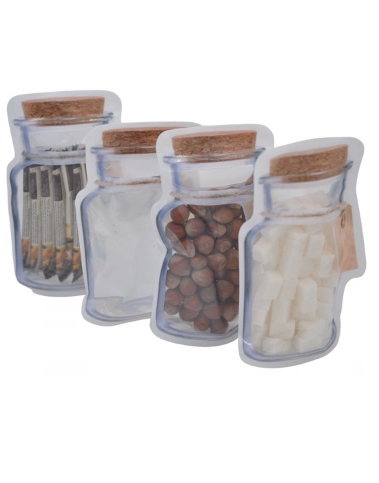 Kavanoz Görünümlü Kilitli Saklama Poşeti Çıtçıtlı Ve Pratik Torba 5 Adet