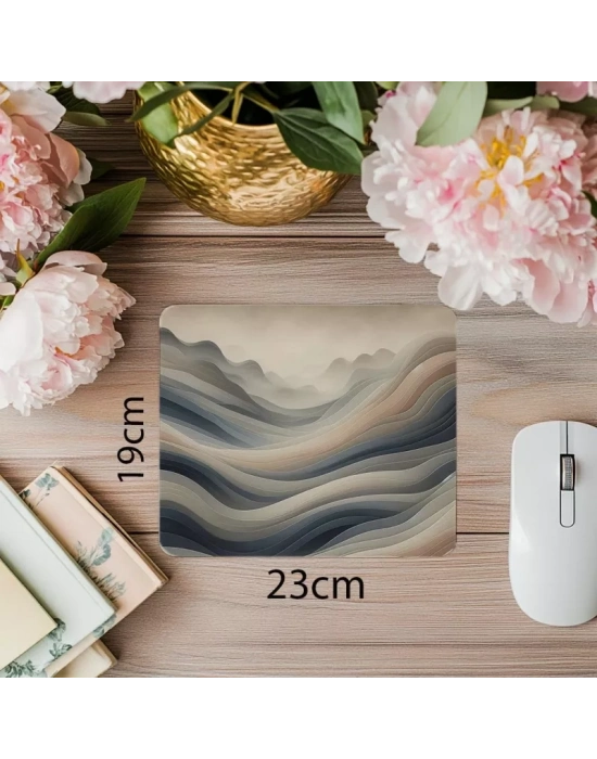 Kavisli Taş Katmanlı Zen Dağ Mousepad - 19x23 cm 2 mm Dikdörtgen İthal Baskılı Mouse Pad