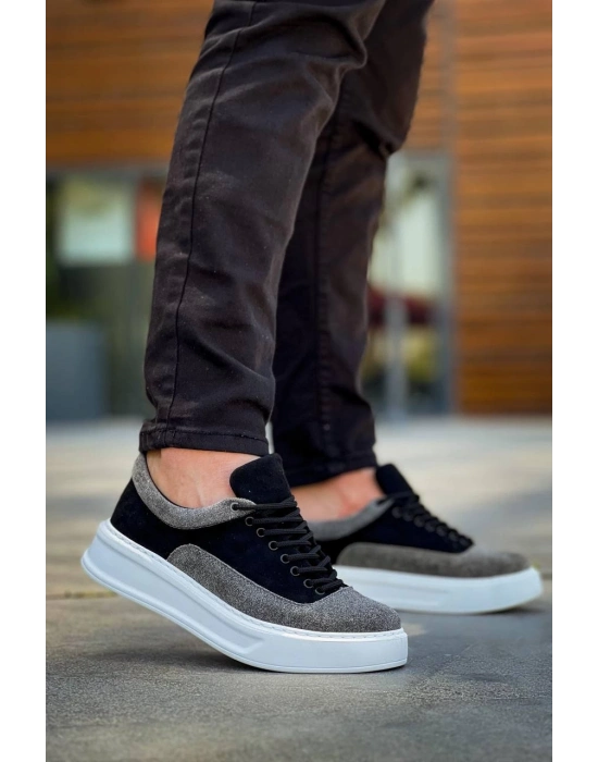 KB-005  Siyah Gri Süet Bağcıklı  Günlük Erkek  Ayakkabı