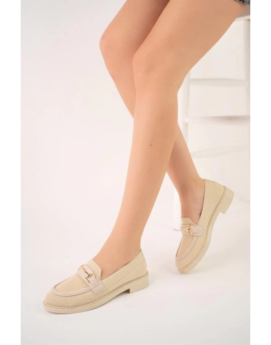 KB-021  Bej Triko G Toka  Günlük Kadın Ayakkabı