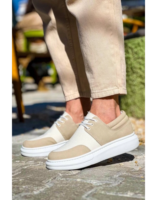 KB-042   Bağcıklı Bej Günlük Erkek Ayakkabı