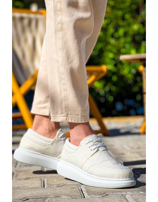 KB-042   Bağcıklı Beyaz Günlük Erkek Ayakkabı