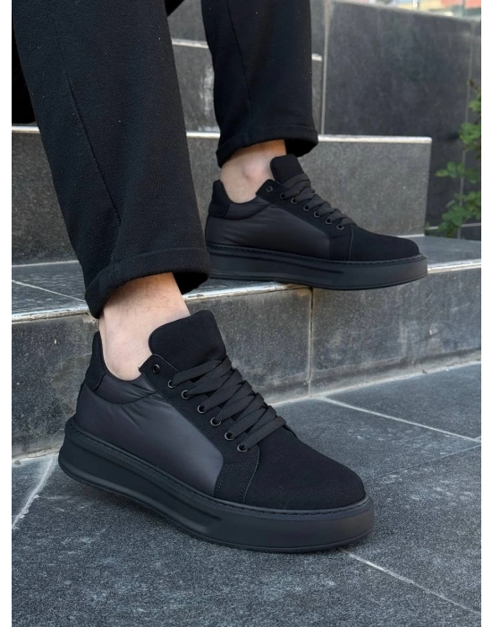 KB-046  Siyah Paraşüt Siyah Yüksek Taban Günlük Spor Ayakkabı