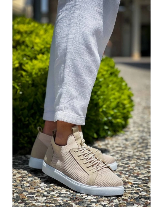 KB-112    Bej Triko Bağcıklı  Günlük Erkek  Ayakkabı