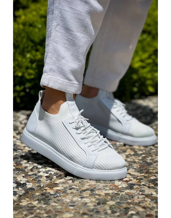 KB-112    Beyaz Triko Bağcıklı  Günlük Erkek  Ayakkabı