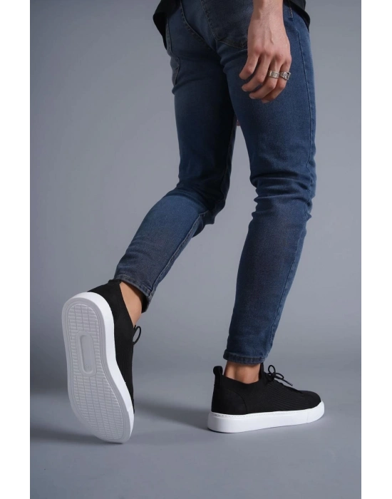 KB-112    Siyah Triko Bağcıklı  Günlük Erkek  Ayakkabı