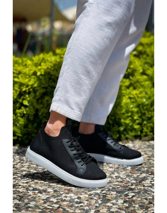 KB-112    Siyah Triko Bağcıklı  Günlük Erkek  Ayakkabı