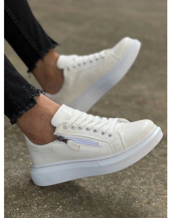 KB-309   Beyaz Fermuar Ve Bağcıklı  Günlük Erkek  Ayakkabı