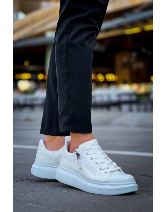 KB-309   Beyaz Fermuar Ve Bağcıklı  Günlük Erkek  Ayakkabı