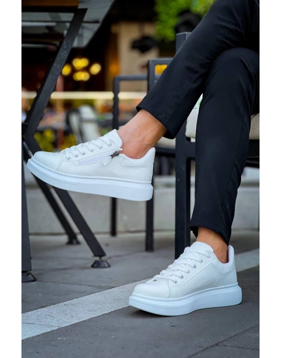 KB-309   Beyaz Fermuar Ve Bağcıklı  Günlük Erkek  Ayakkabı