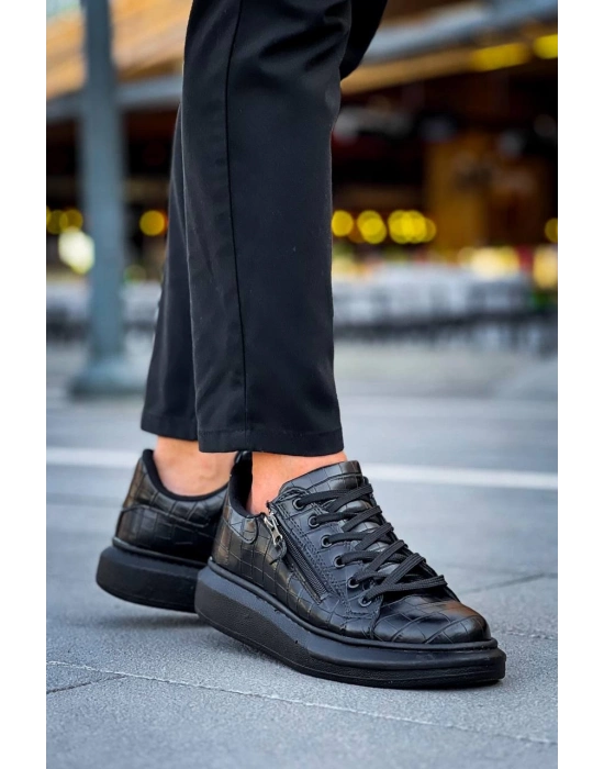 KB-309   Kömür Fermuar Ve Bağcıklı  Günlük Erkek  Ayakkabı