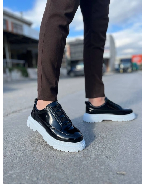 KB-703  Siyah Rugan Lastikli Günlük Erkek Ayakkabı