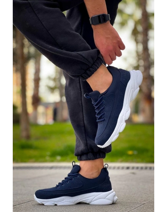 KB-707   Lacivert Süet Yüksek Taban Bağcıklı Günlük Erkek Ayakkabı