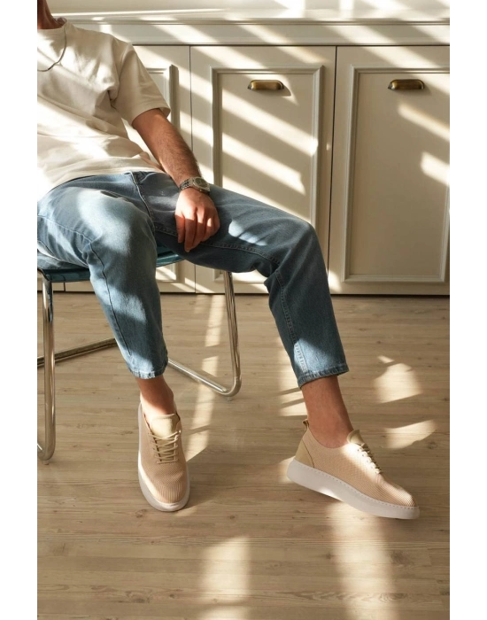 KB-M101  Bej Triko Bağcıklı Günlük Erkek Ayakkabı