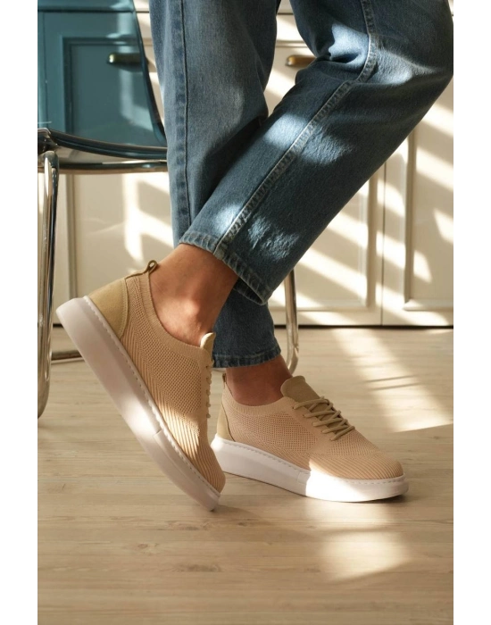 KB-M101  Bej Triko Bağcıklı Günlük Erkek Ayakkabı