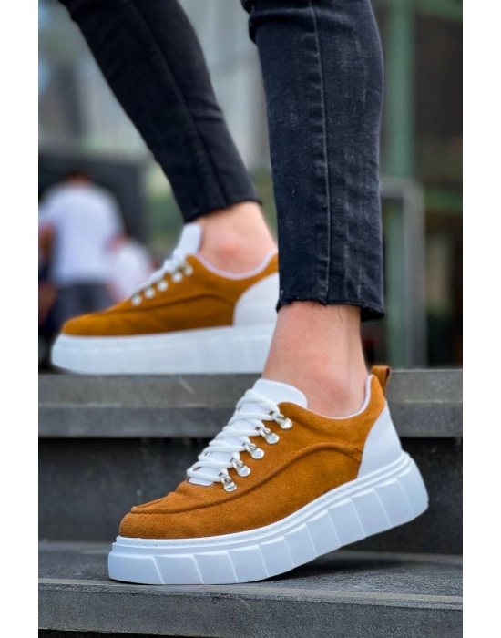 KB-X10  Taba Süet Beyaz Yüksek Taban Günlük Spor Ayakkabı